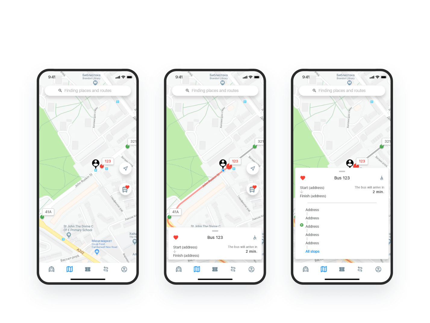 Bus Tracking App Free XD Resource Adobe XD Elements