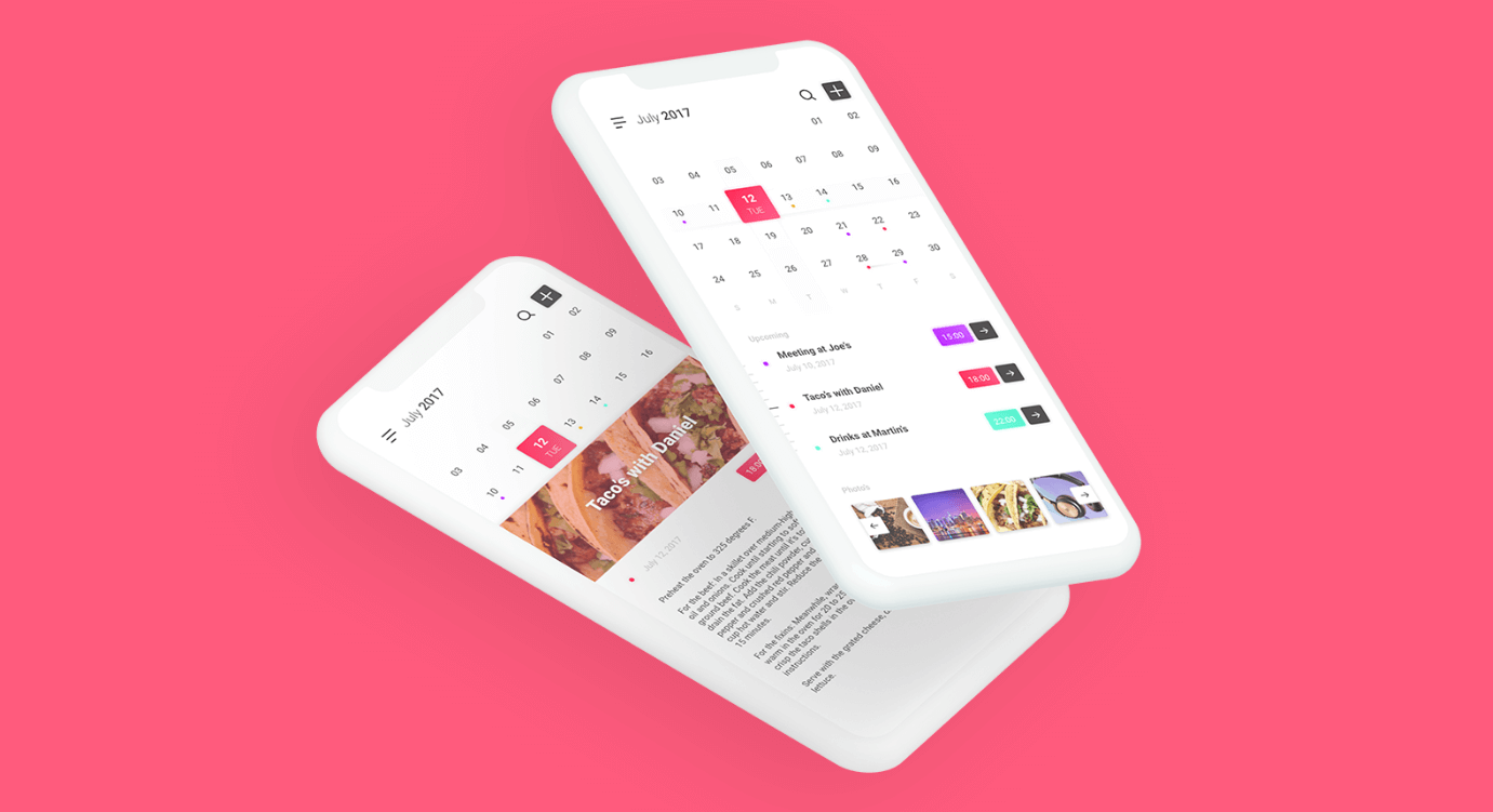 Clean Calendar UI Kit Free XD Resource Adobe XD Elements