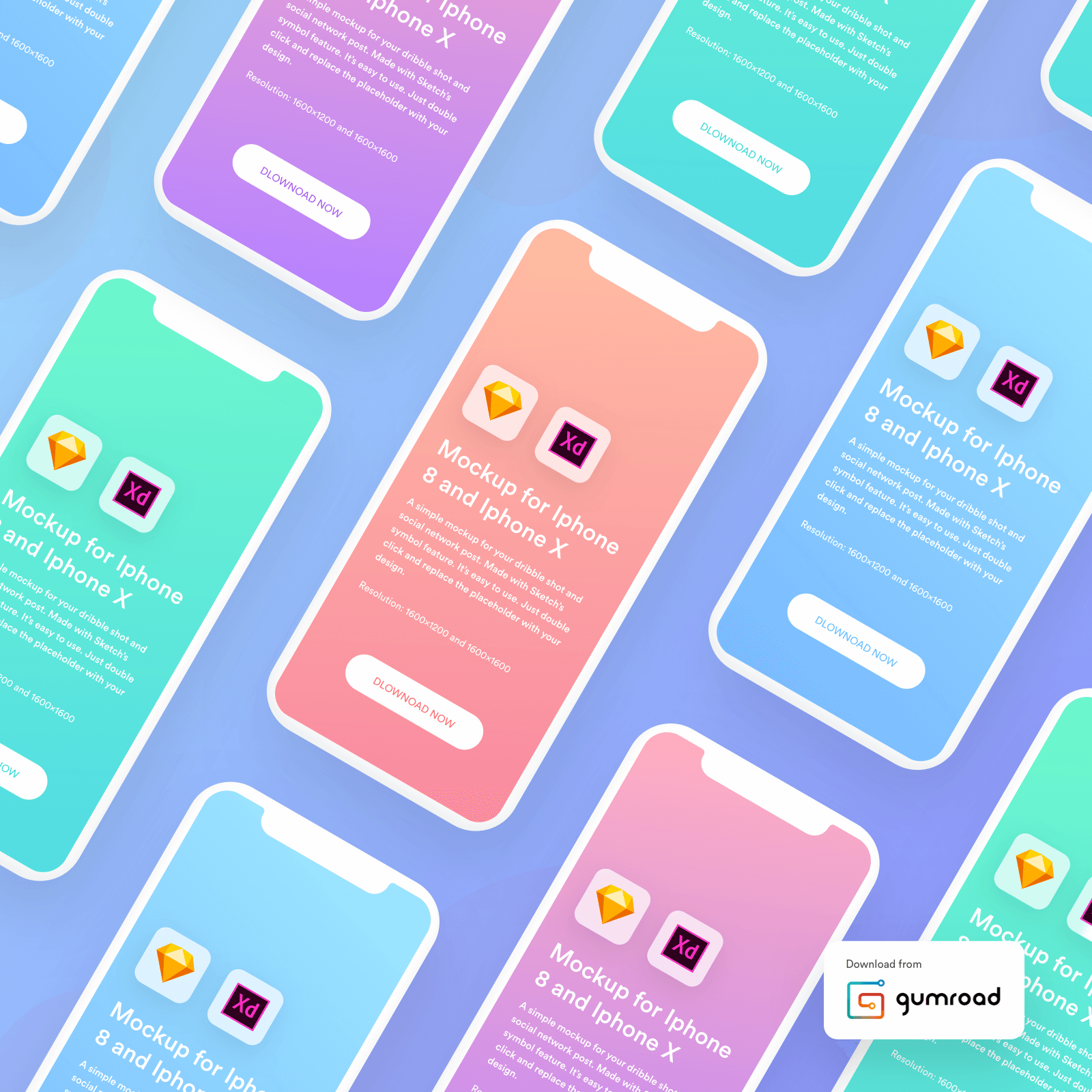 Download Iphone 8 And X Simple Mockups Free Xd Resource Adobe Xd Elements