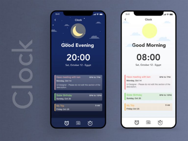 Clock Challenge Morning and Evening - Free XD Resource | Adobe XD Elements