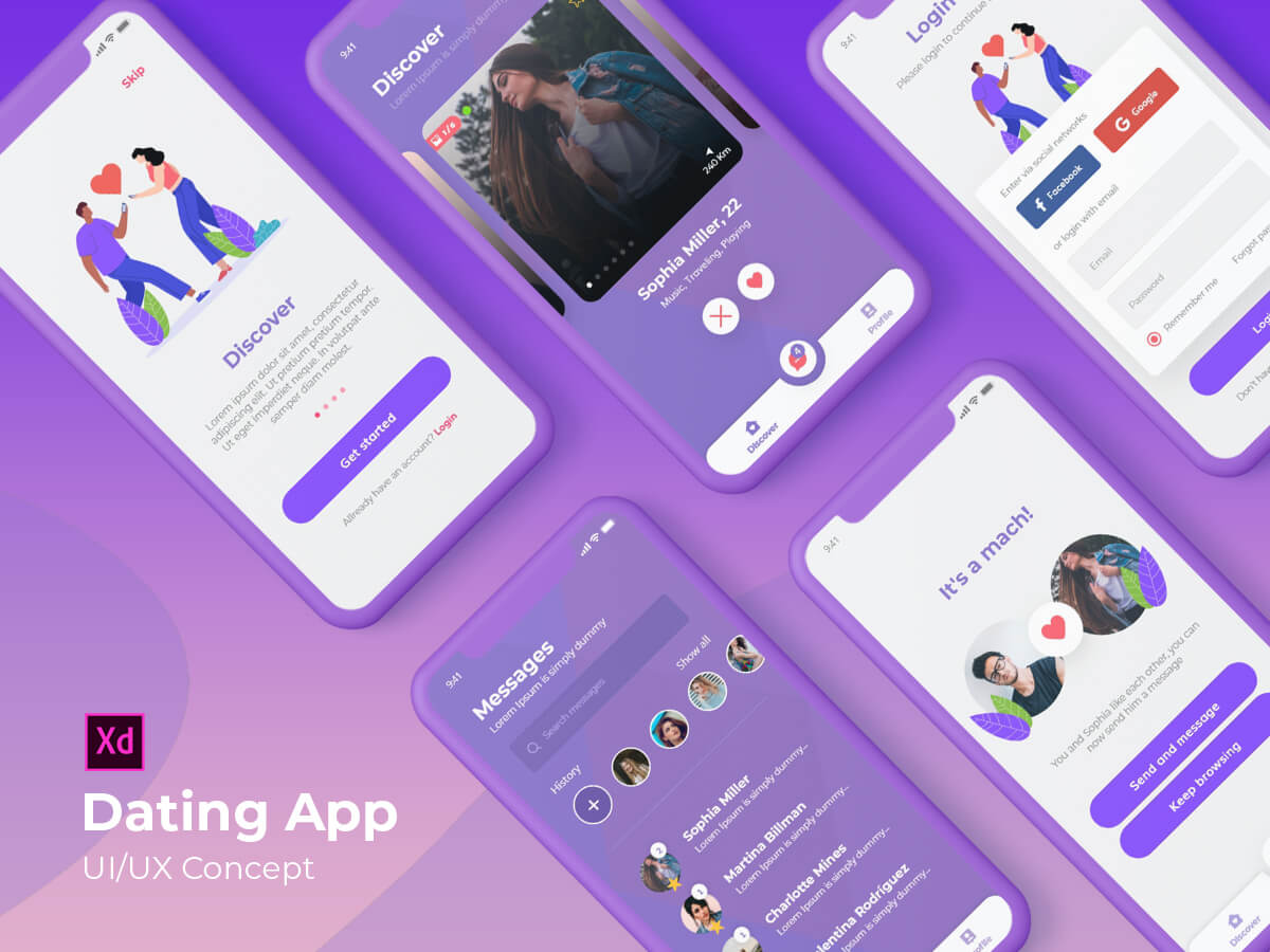 Dating App - Free XD Resource | Adobe XD Elements