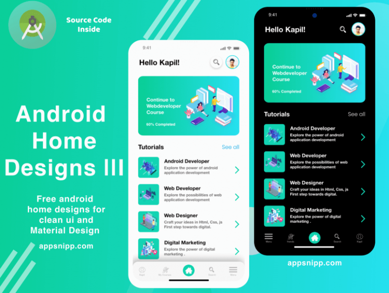 Education App Home - Free XD Resource | Adobe XD Elements