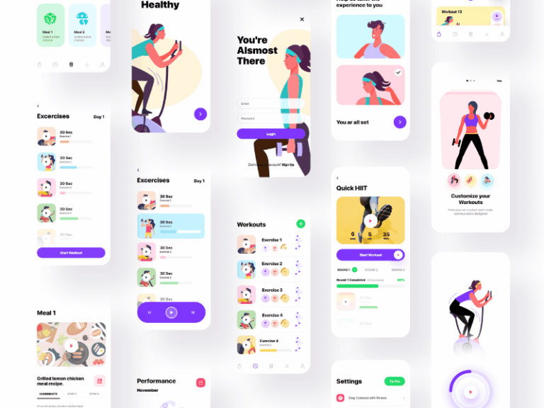 Fitness Coaching App Free XD Resource Adobe XD Elements