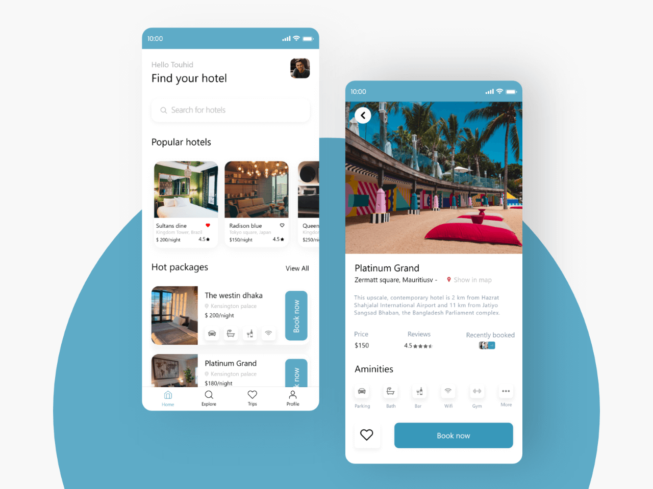 Hotel Booking App UI Concept Free XD Resource Adobe XD Elements