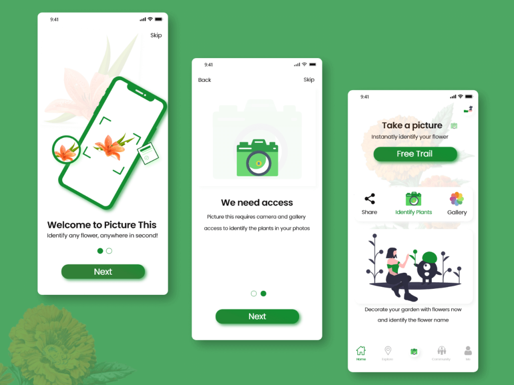 Flower Identification App Free XD Resource Adobe XD Elements   Flower Identification App 1024x768 