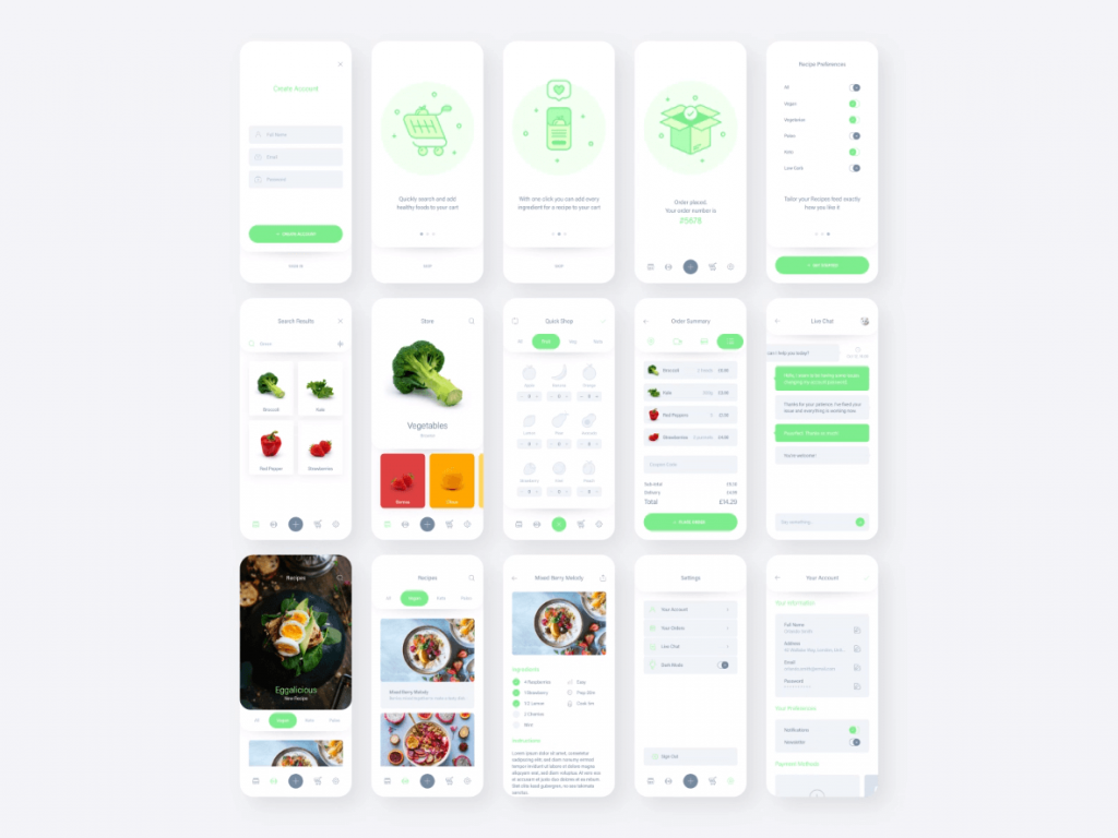 Fresh Food UI Kit - Free XD Resource | Adobe XD Elements