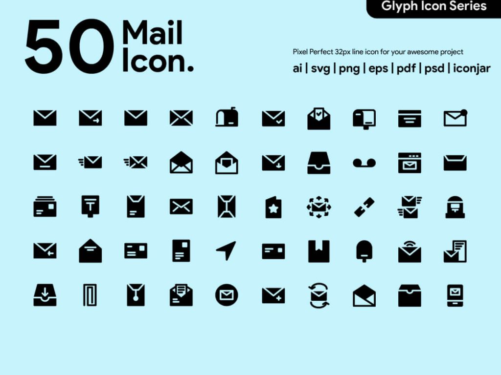 Mail Glyph Icons for Adobe XD
