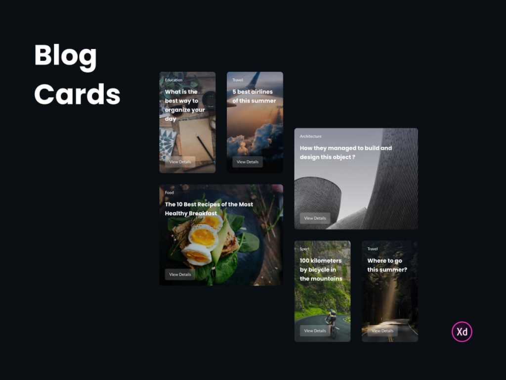 Blog Cards Adobe XD UI Kit