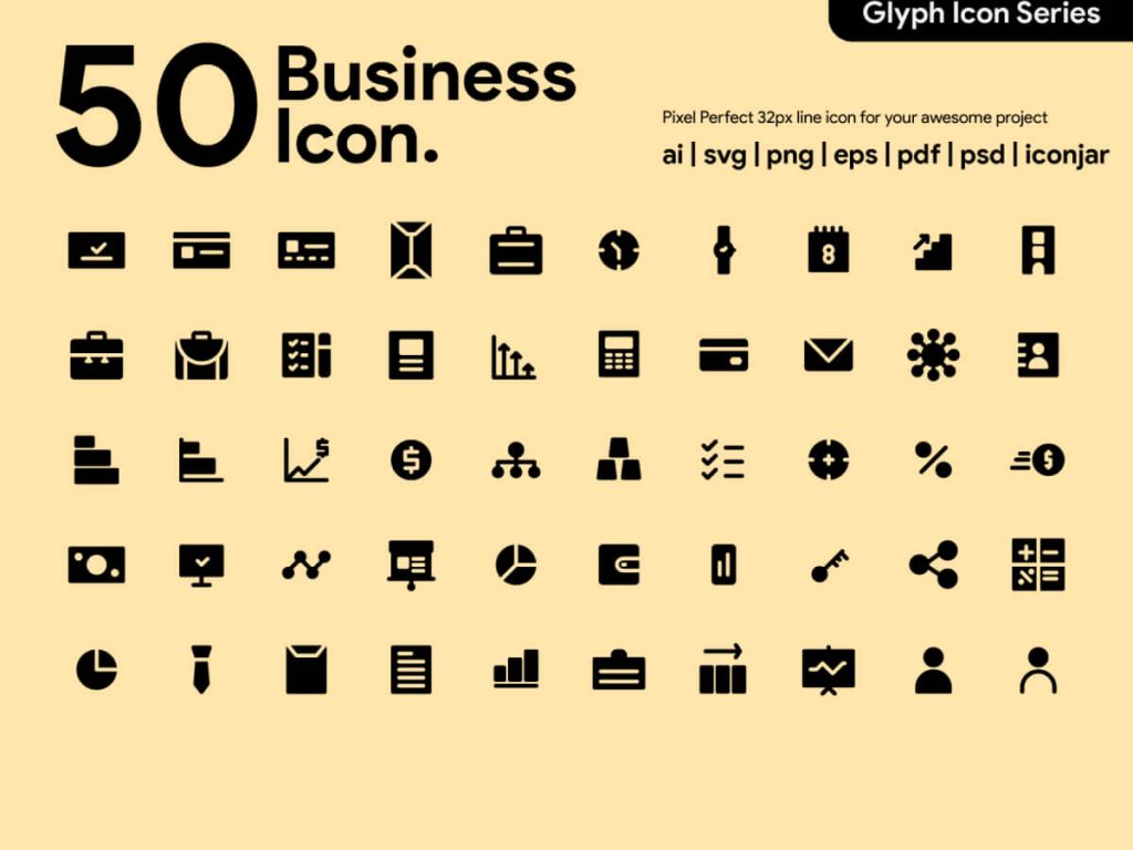 Business Glyph Icons for Adobe XD
