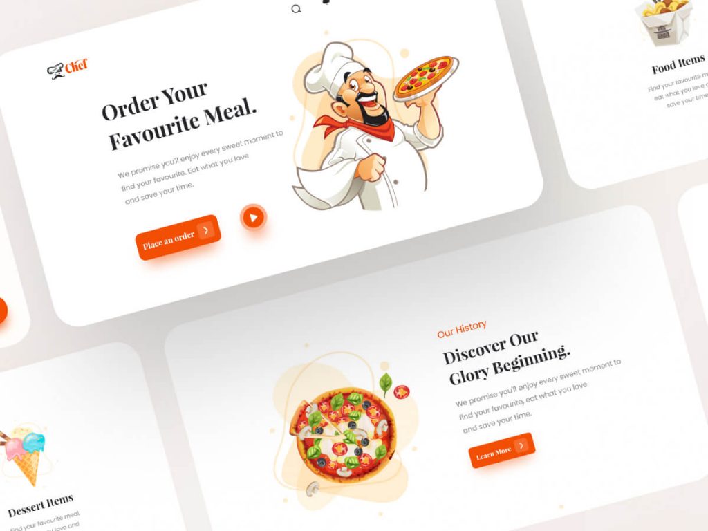 Chef Restaurant Landing Page for Adobe XD