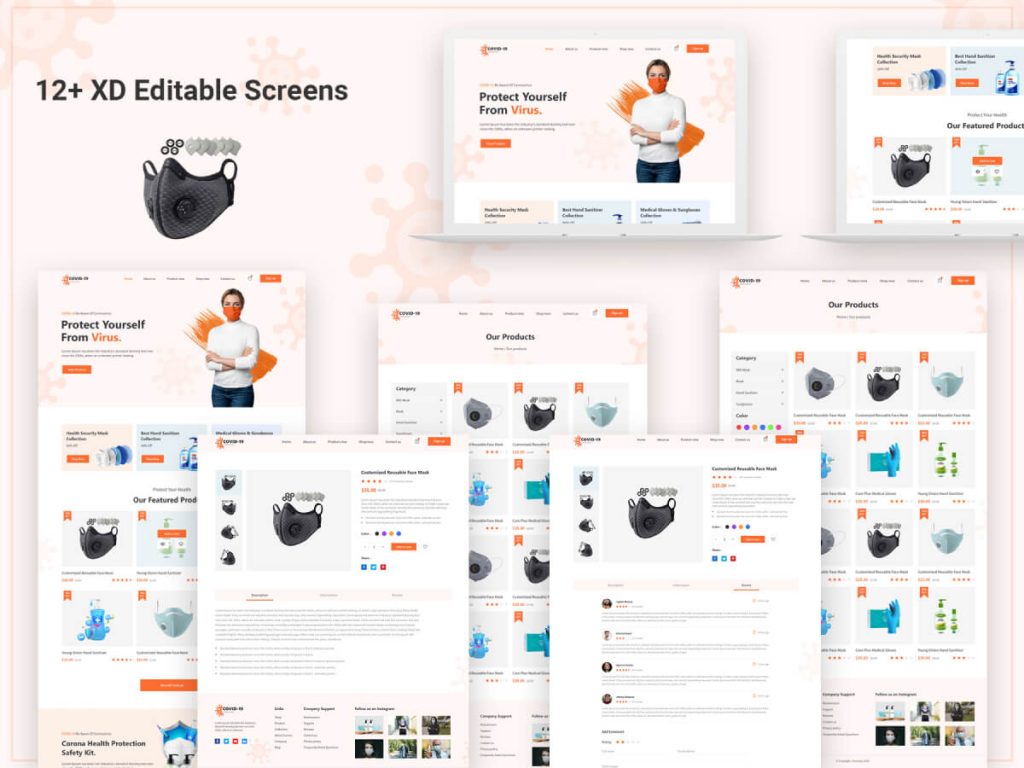 COVID-19 Ecommerce Adobe XD UI Kit