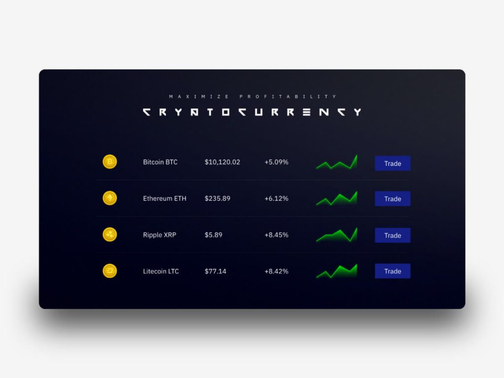 Cryptocurrency Homepage for Adobe XD