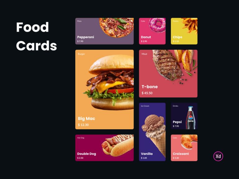 Food Adobe XD UI Kits | Adobe XD Elements