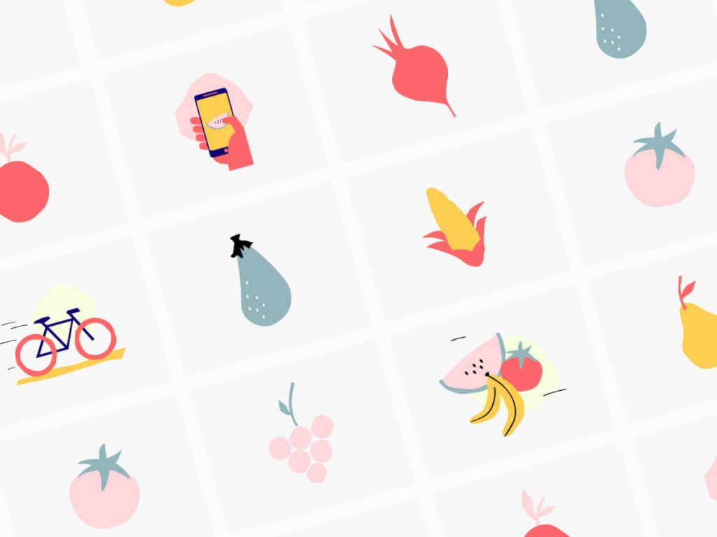 Fruits and Vegetables Illustrations for Adobe XD