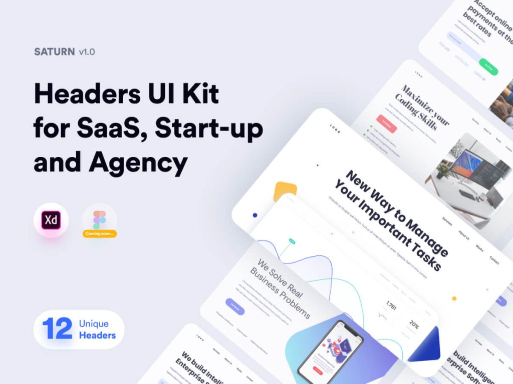 Headers Adobe XD UI Kit