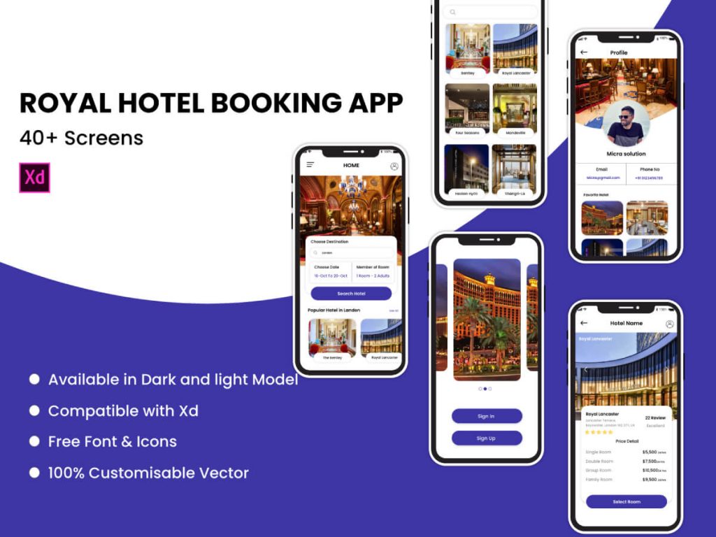 Hotel Booking Adobe XD UI Kit