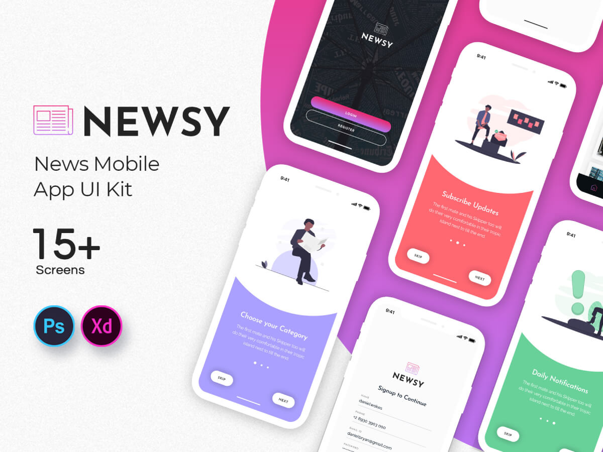 free mobile news app adobe xd download