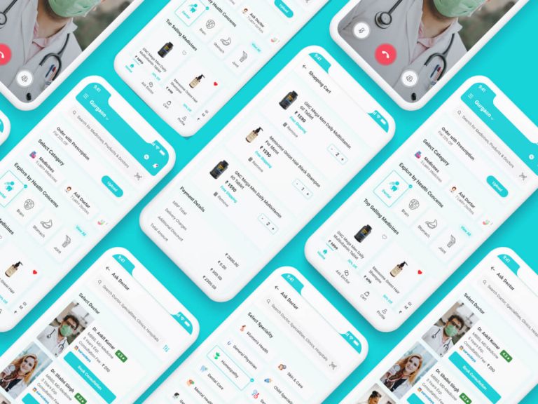 Pharmacy & Doctor Consultation App UI Kit - Free XD Resource | Adobe XD ...