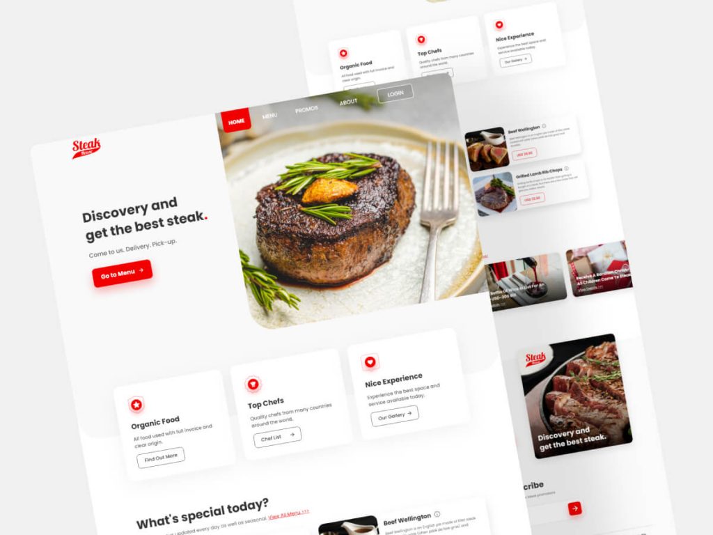 Steak House Landing Page for Adobe XD