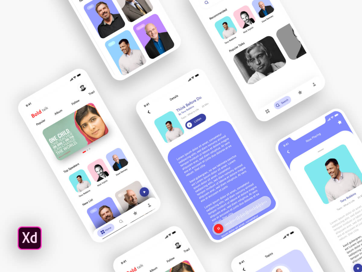 Talk Mobile App UI Kit for Adobe XD