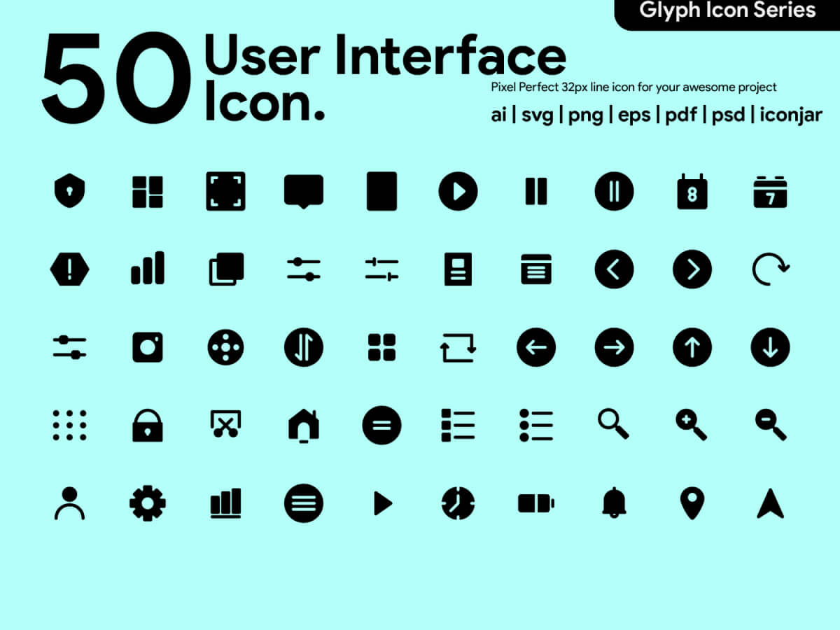 User Interface Glyph Icons for Adobe XD