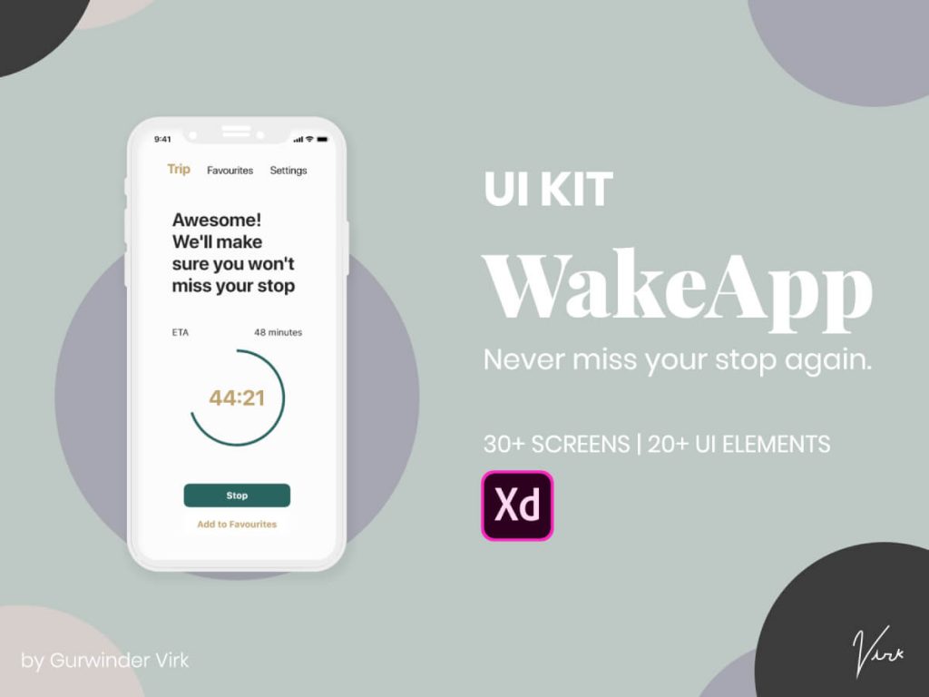 Wake Up App Adobe XD UI Kit