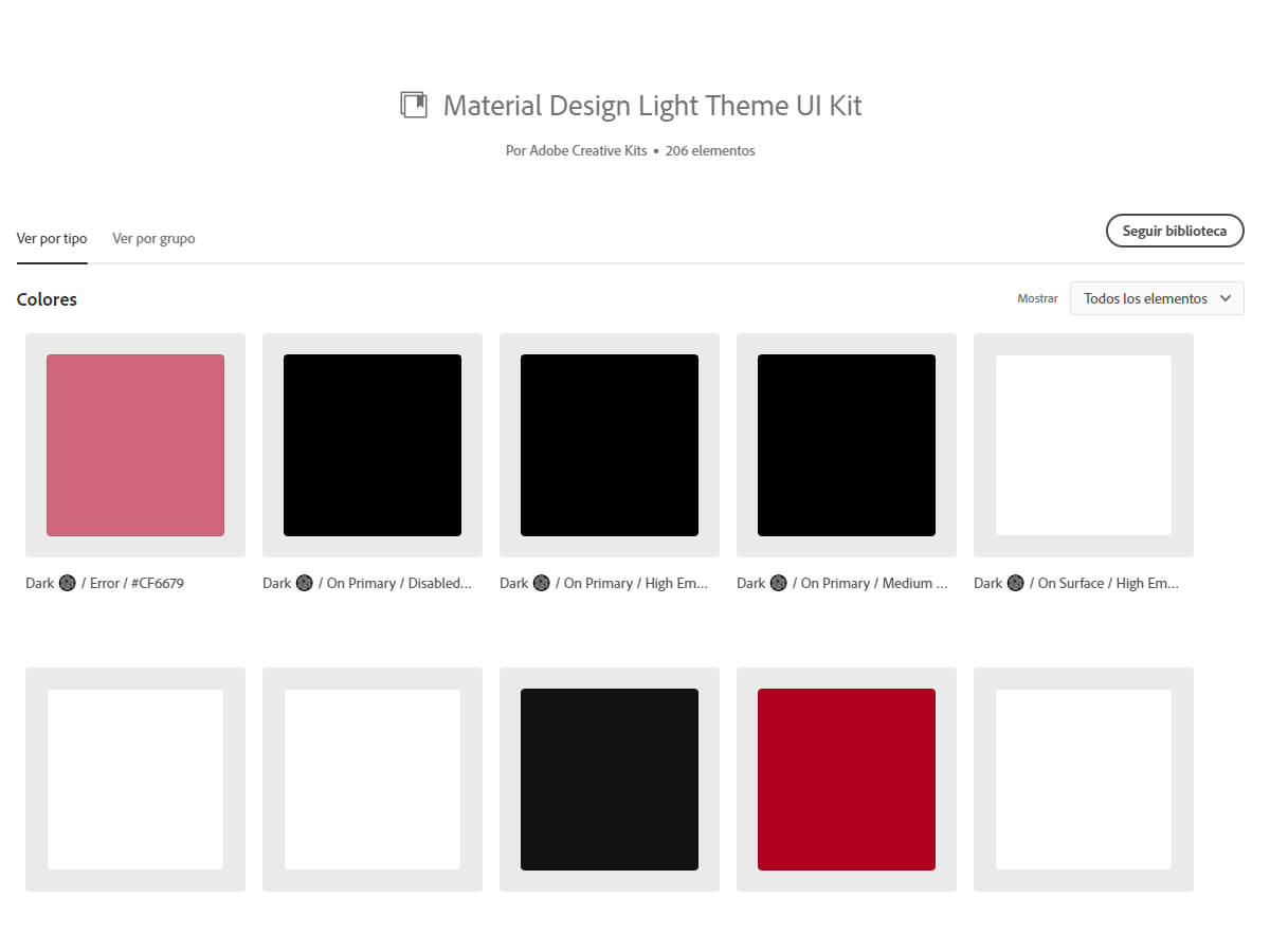 Material Design Light Theme Adobe XD UI Kit