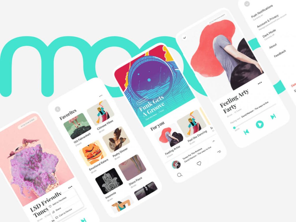Moood Music App UI Kit for Adobe XD