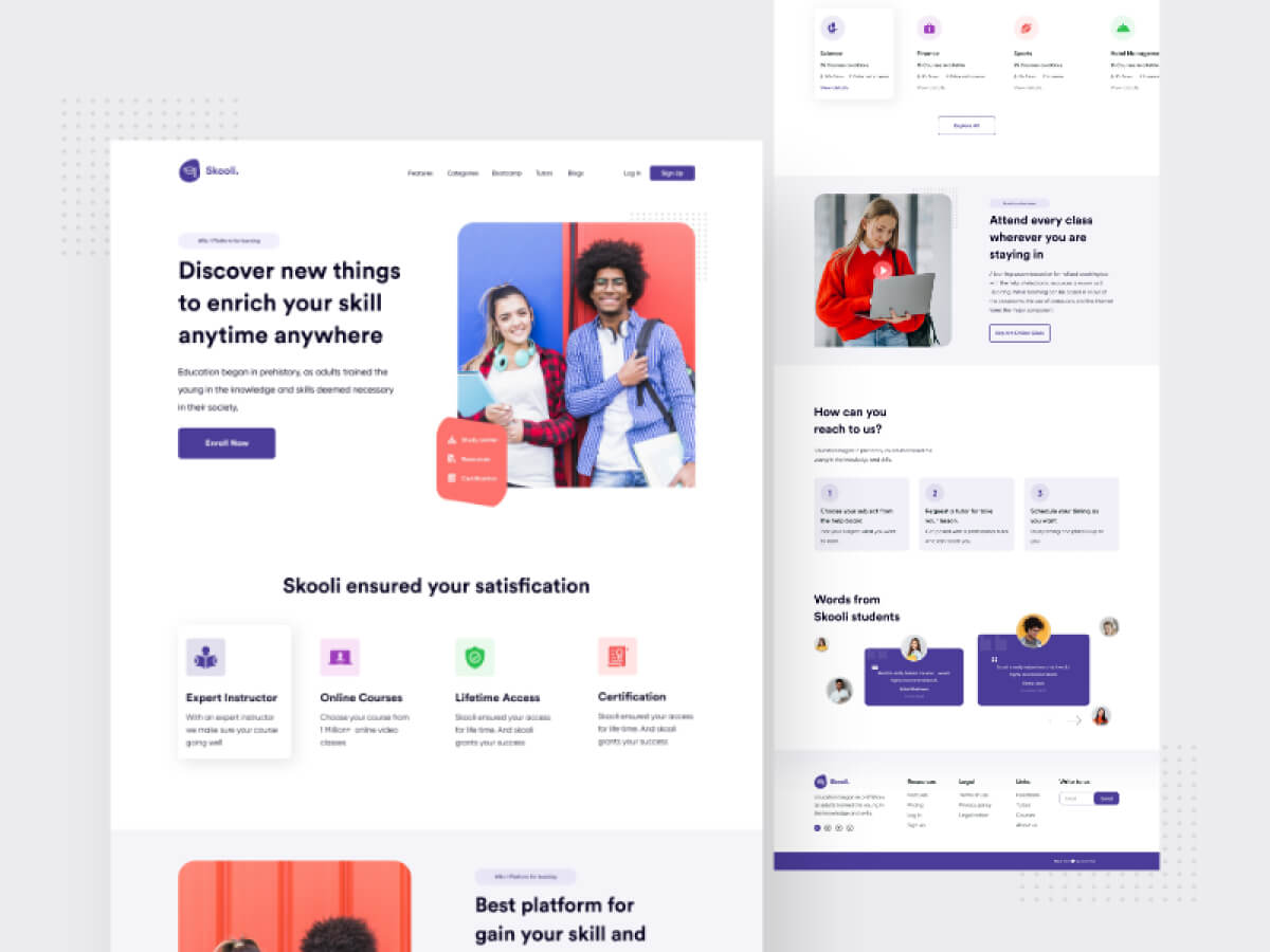 Download Online Education Website Template Free Xd Resource Adobe Xd Elements