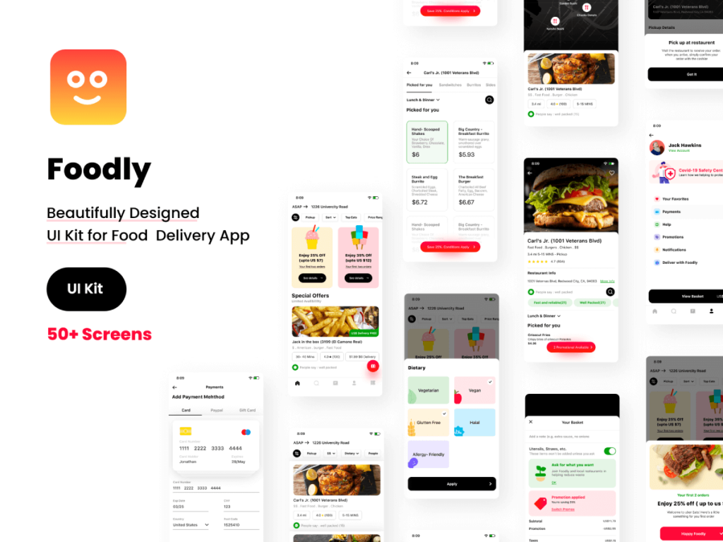 Adobe XD Food Delivery Mobile App